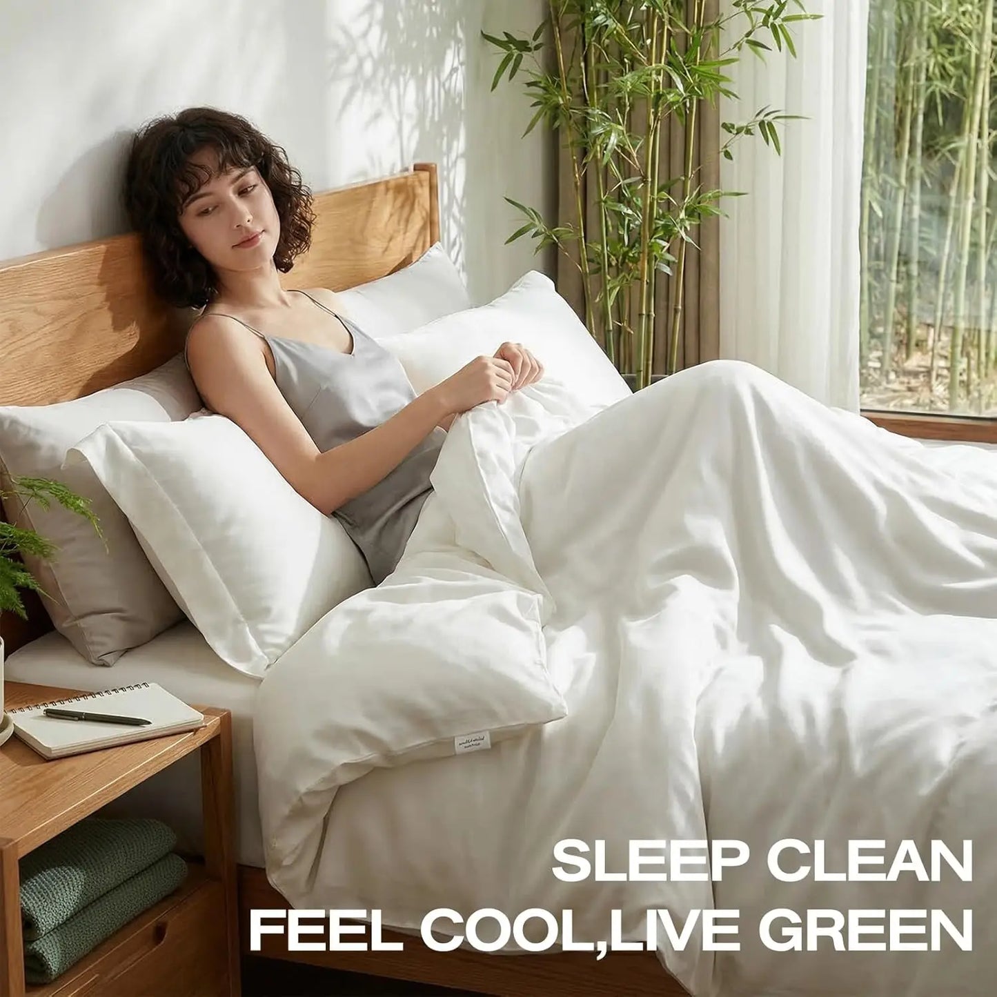 Bamboo Viscose Bed Sheet Set 4 Piece Cooling With Deep Pocket Fitted