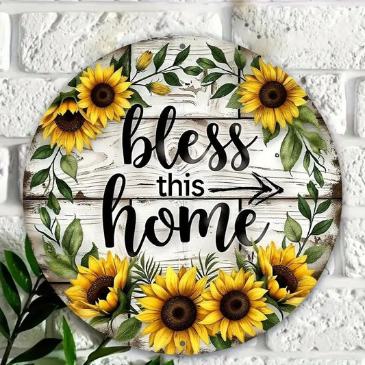 CIFBUY Vibely Retro Sunflower Metal Sign Wall Art Decor
