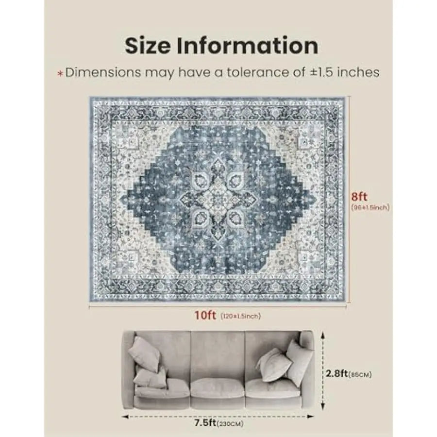 AMADA HOMEFURNISHING Washable Area Rug With Low Profile Non Slip Backing