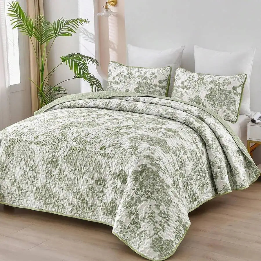 Premium Polyester Cotton Three Piece Quilt Set Cover