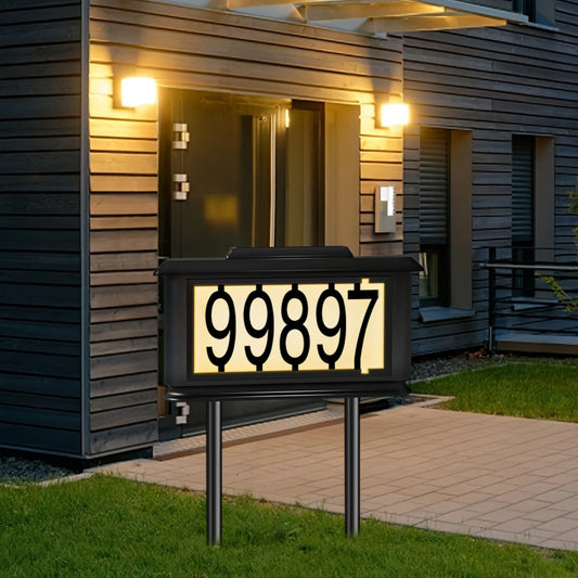 Solar Outdoor House Number Sign Light With Ground Stake