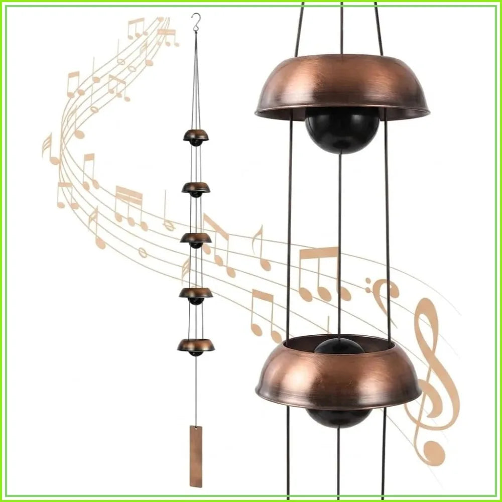 Copper Wind Chime With Deep Temple Bell Tones For Outdoor Decor