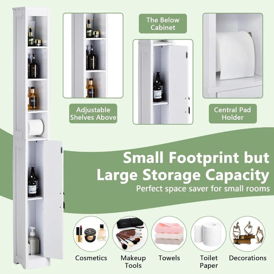 XIUWO Bathroom Storage Cabinet With Adjustable Shelves