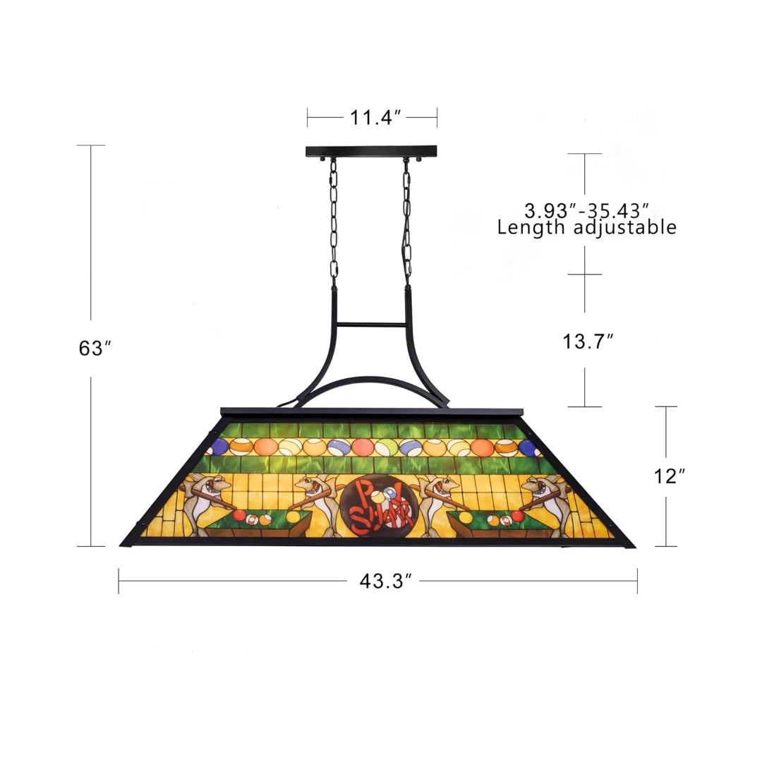 Vintage Pool Table Light 3-Light Rustic Billiards Shark Shade Fixture