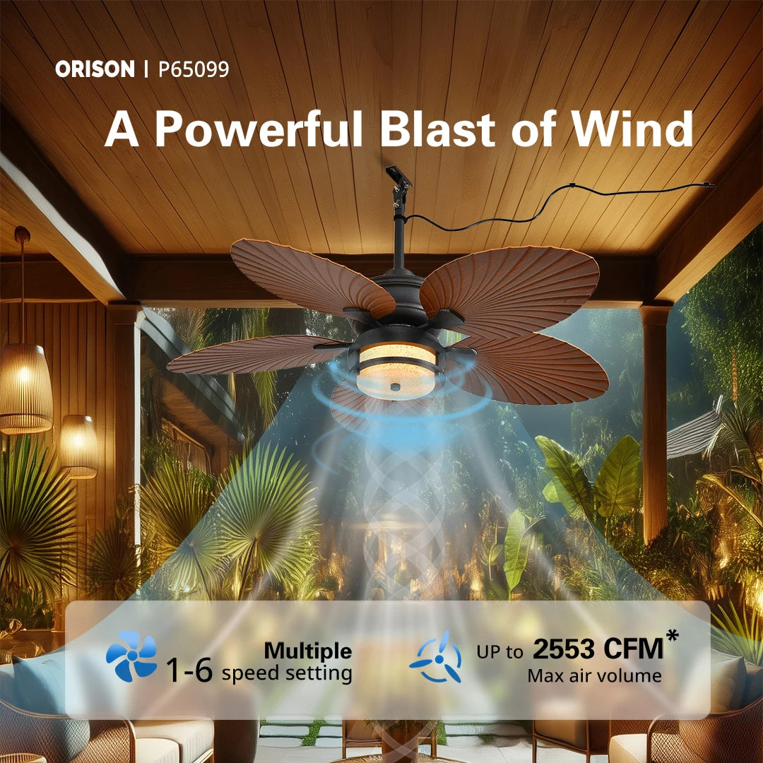 Orison Outdoor Ceiling Fan With Lights Wet Rated Dimmable LED