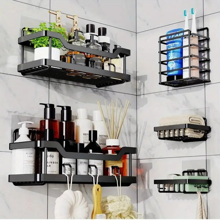5 Pack Adhesive Shower Caddies No Drilling Rustproof Stainless Steel
