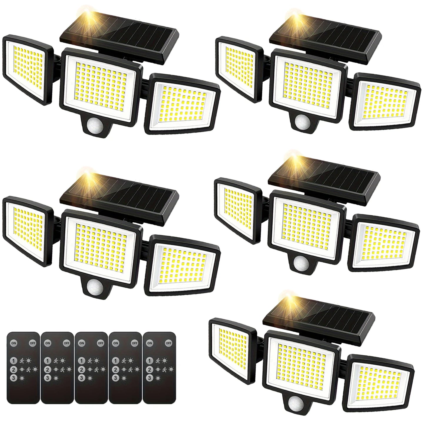 SZRSTH 3-Head Solar Motion Sensor Security Light With Wireless Remote