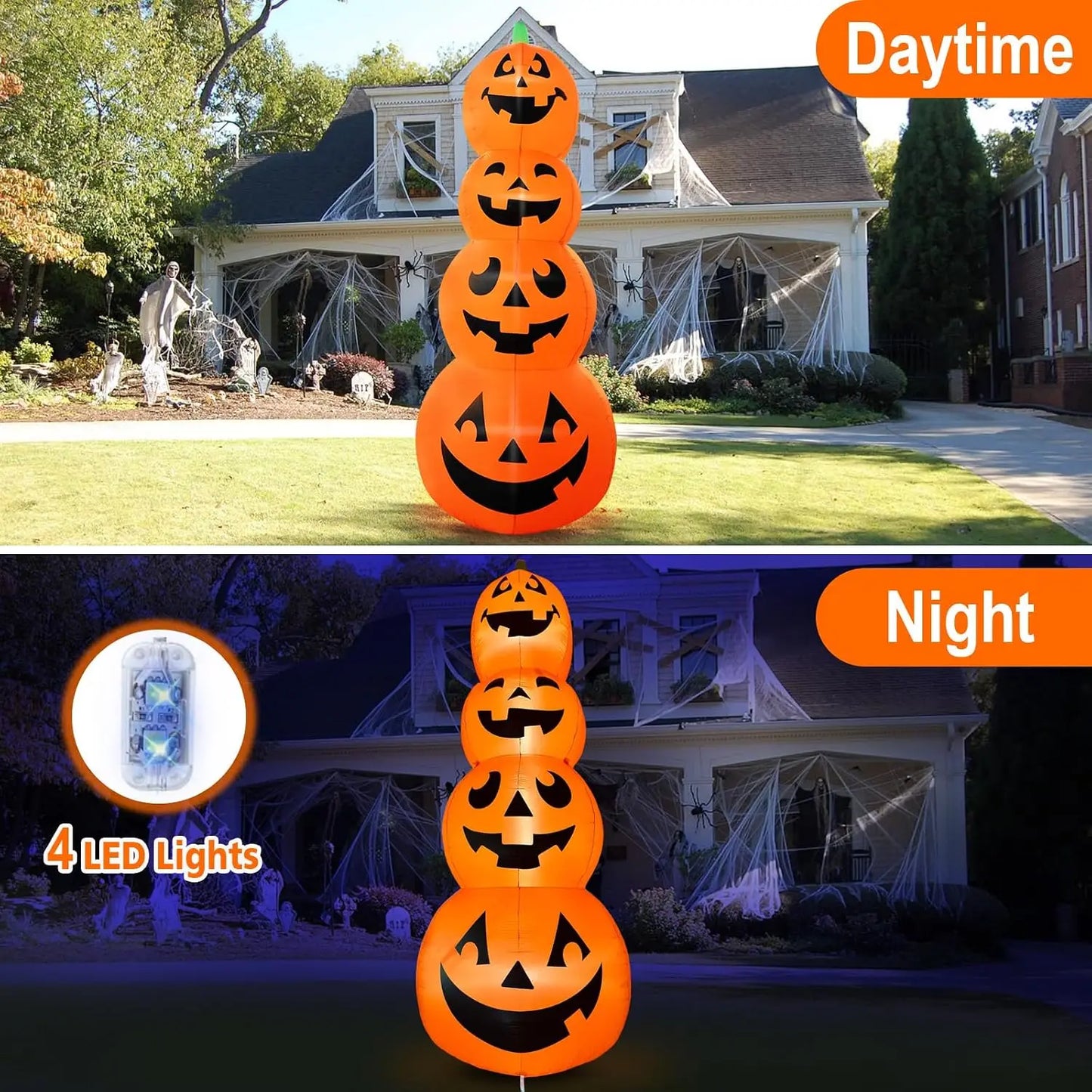 High-concerned Inflatable Giant Pumpkin Halloween Decoration With Built-In LEDs