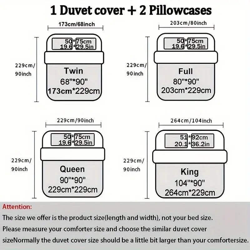 NONECN Bohemian Quilt Cover Set With Duvet And 2 Pillowcases