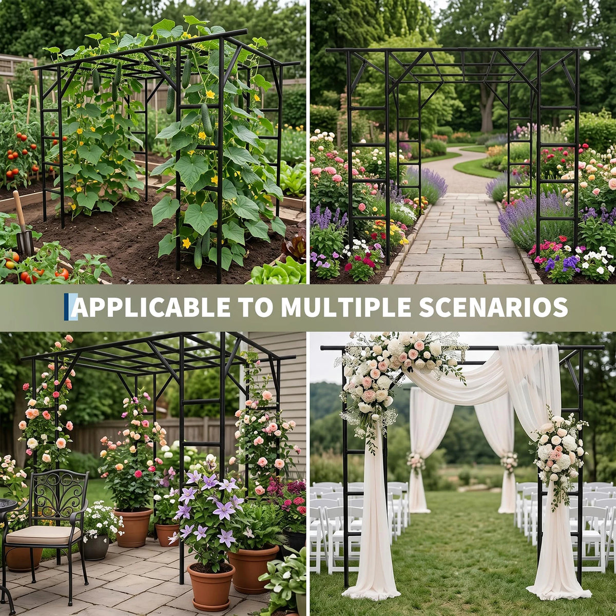 HiMISS Heavy Duty Metal Garden Arch Trellis For Climbing Plants