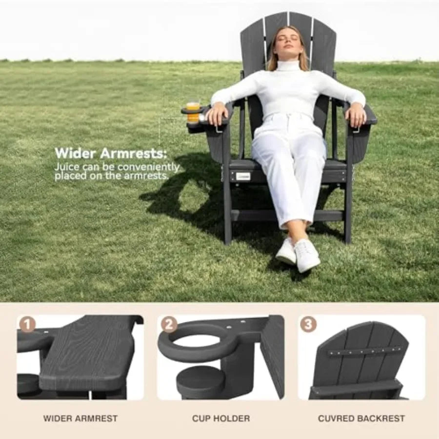 Outdoor Adirondack Chairs Set of 4 HDPE All-Weather, 3-Position Adjustable