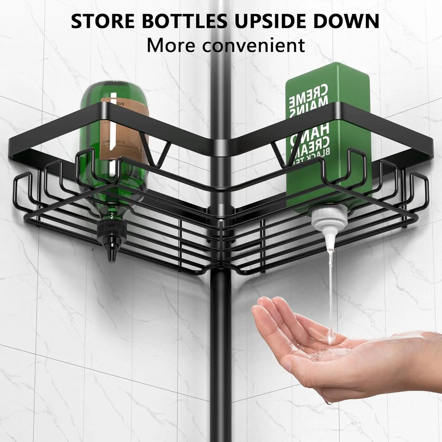 Stainless Steel 4-Tier Shower Caddy Tension Pole For Bathroom
