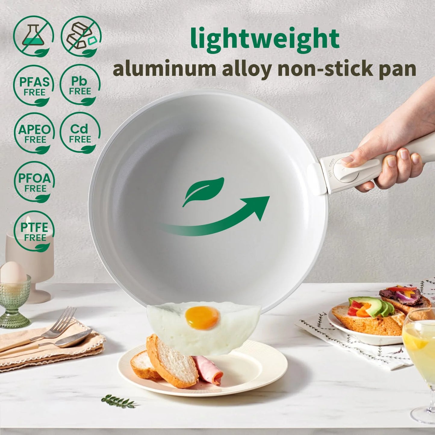 Nonstick Pots And Pans Set With Detachable Handle For Induction