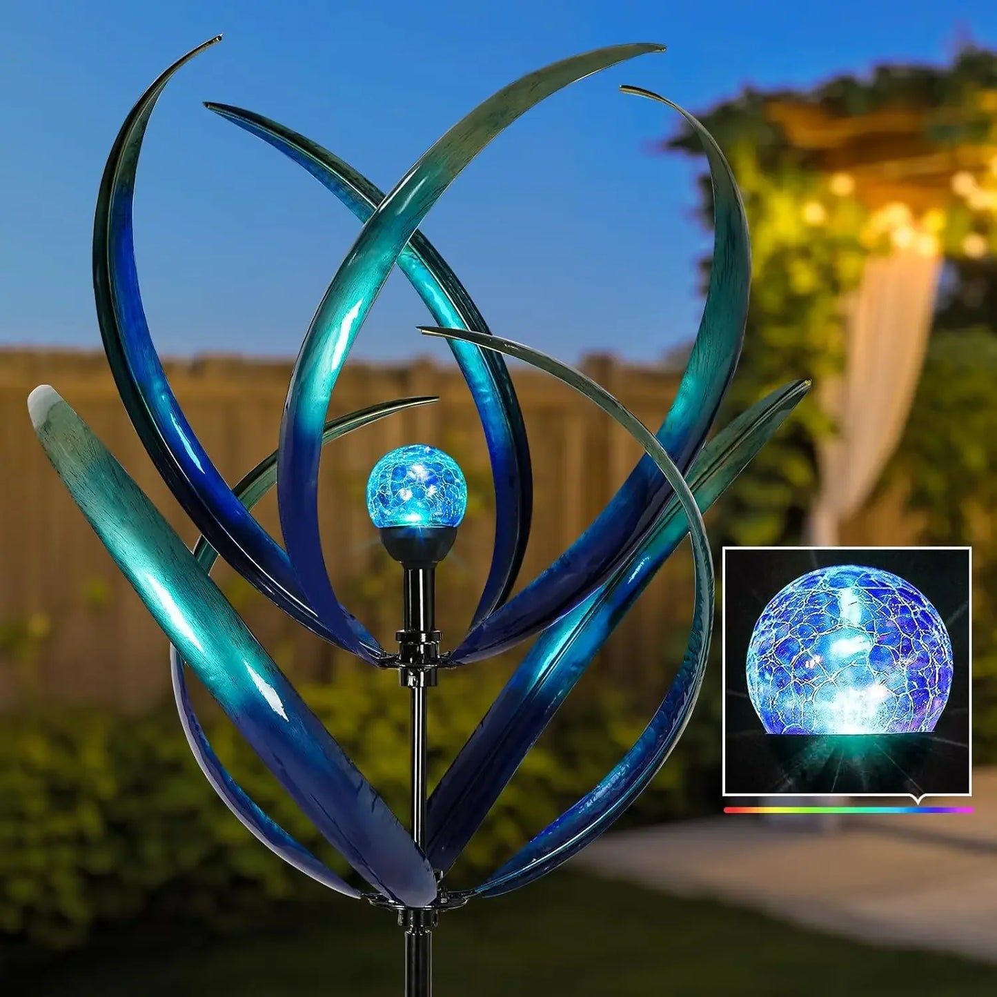Outdoor Solar Wind Spinner Art Metal Garden Ornament