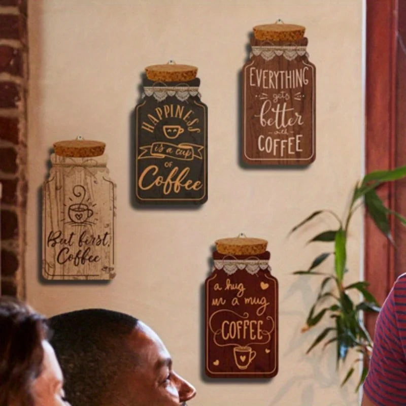 Coffee Wall Decor Wooden Plaques For Kitchen And Cafe