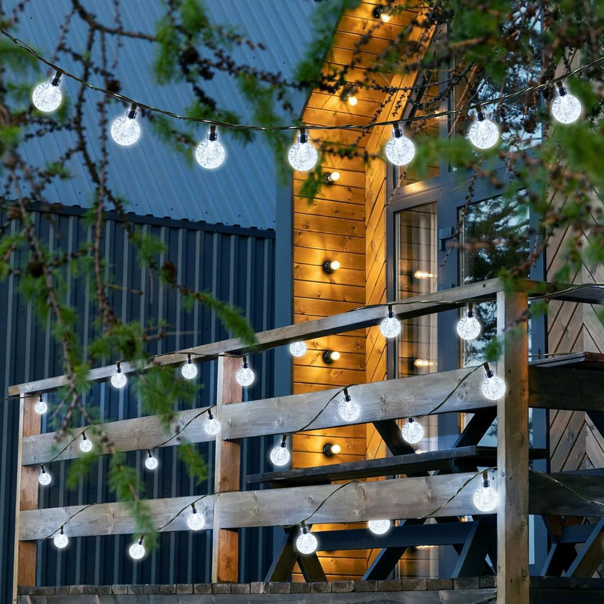 Solar Powered 100 LED Bubble Ball String Lights Garden Decor
