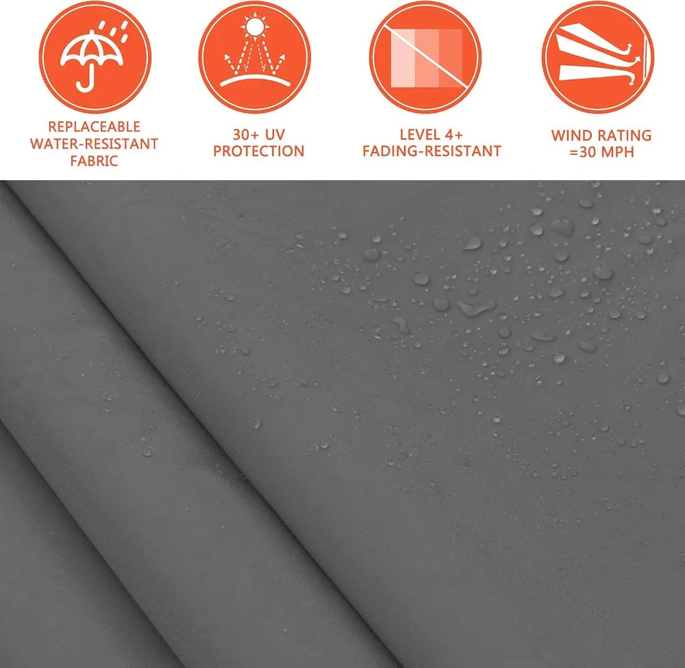 NONECN Manual Retractable Patio Awning With Crank Canopy For Deck