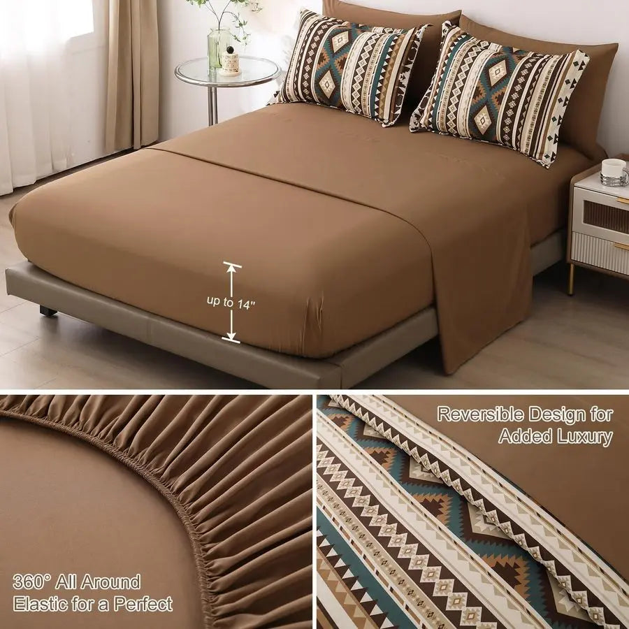 Boho Comforter Set Bed In A Bag 7 Piece Geometric Stripe Bedding
