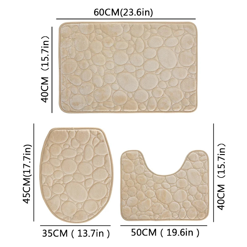 NONECN Solid Color Microfiber Bathroom Floor Mat Set Non Slip