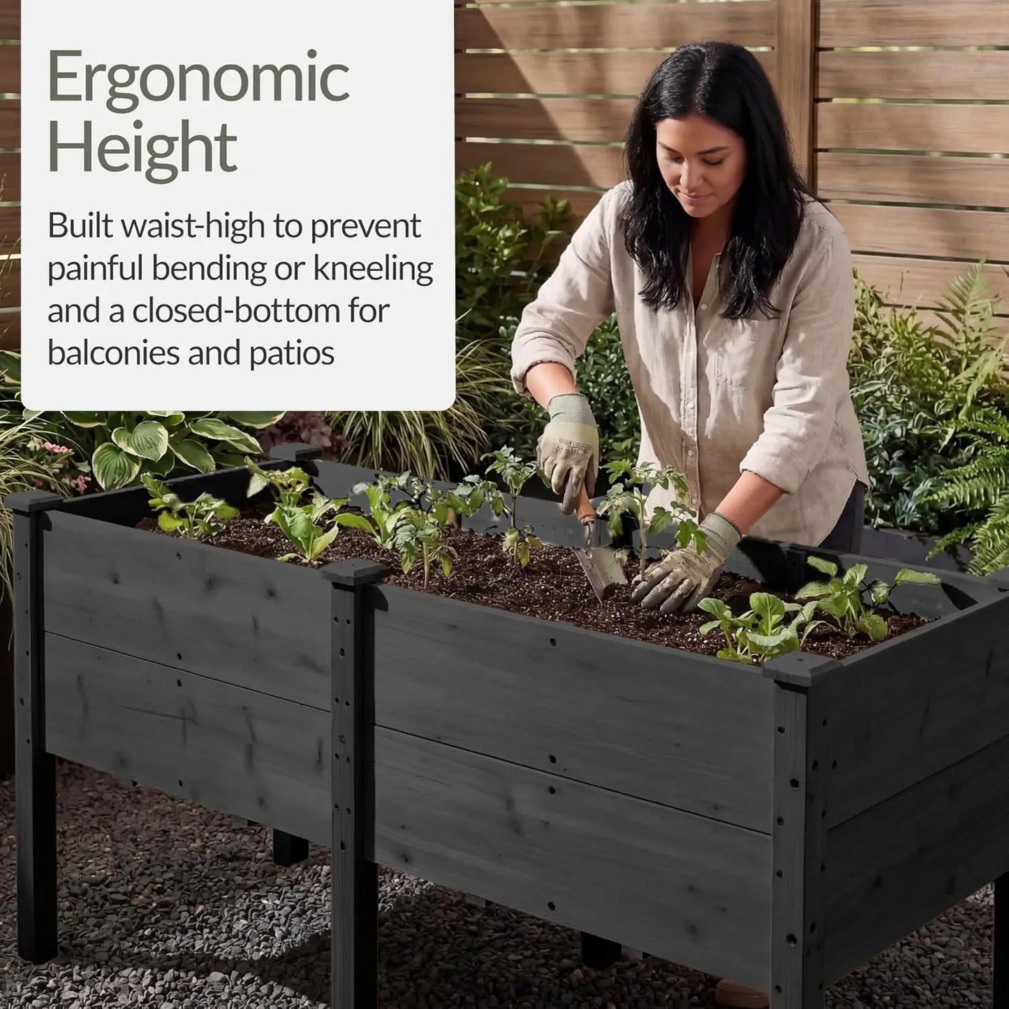 Elevated Natural Fir Planter Box For Veggie Gardens Outdoor