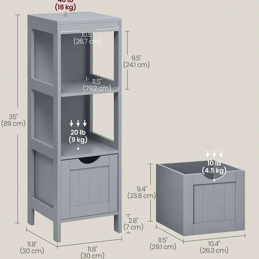 Modern Bathroom Floor Cabinet With Two Drawers And Open Shelf