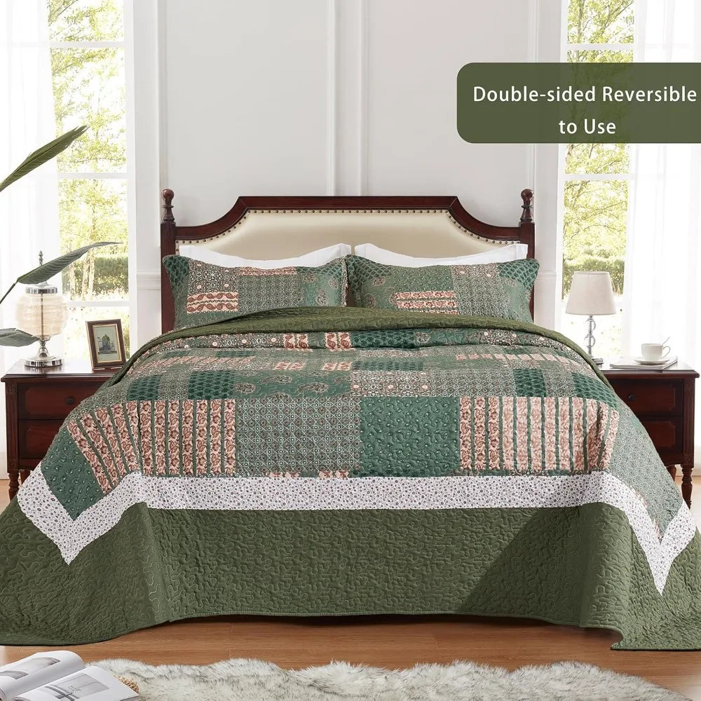 LEAONME Premium Cotton Ruffle Quilt Cover Bedspread