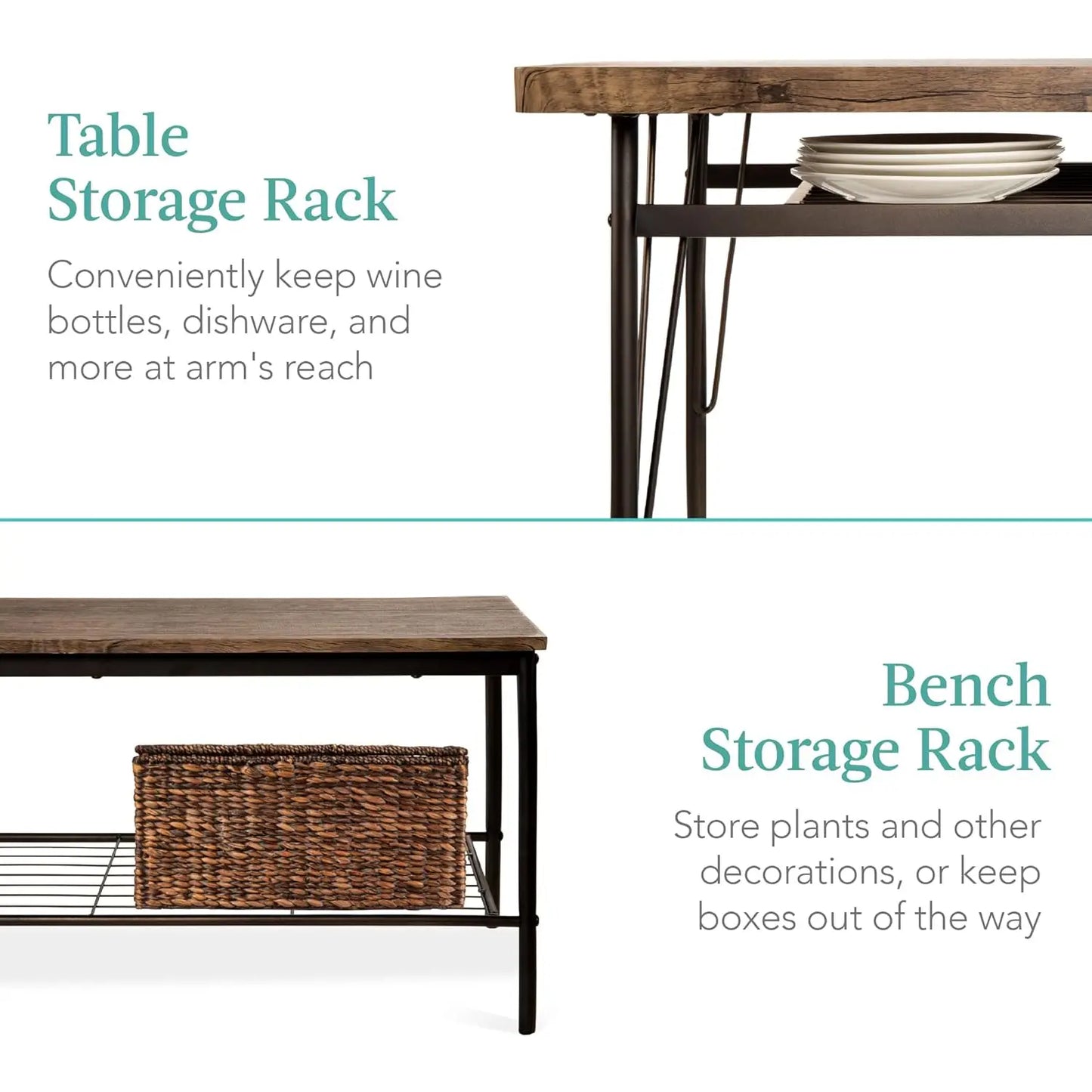 Modern Dining Set With Table Bench And Four Chairs