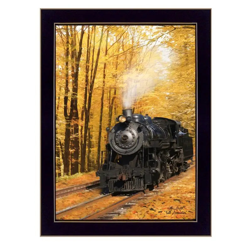Fall Locomotive Framed Poster Print Art Ready To Hang