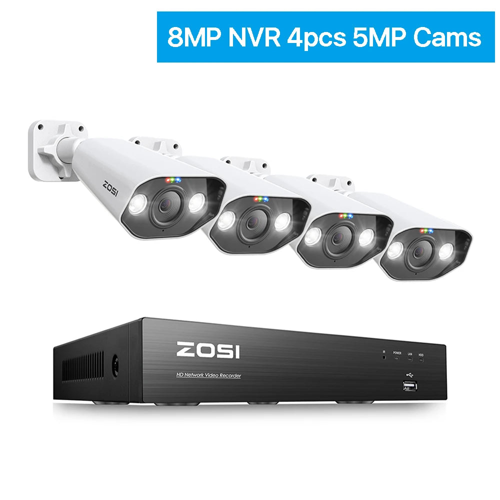 ZOSI 8CH POE Video Surveillance Kit 4K AI Night Vision