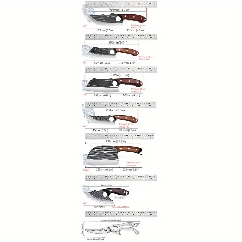 Stainless Steel Kitchen Knives Set 14 Piece Multipurpose