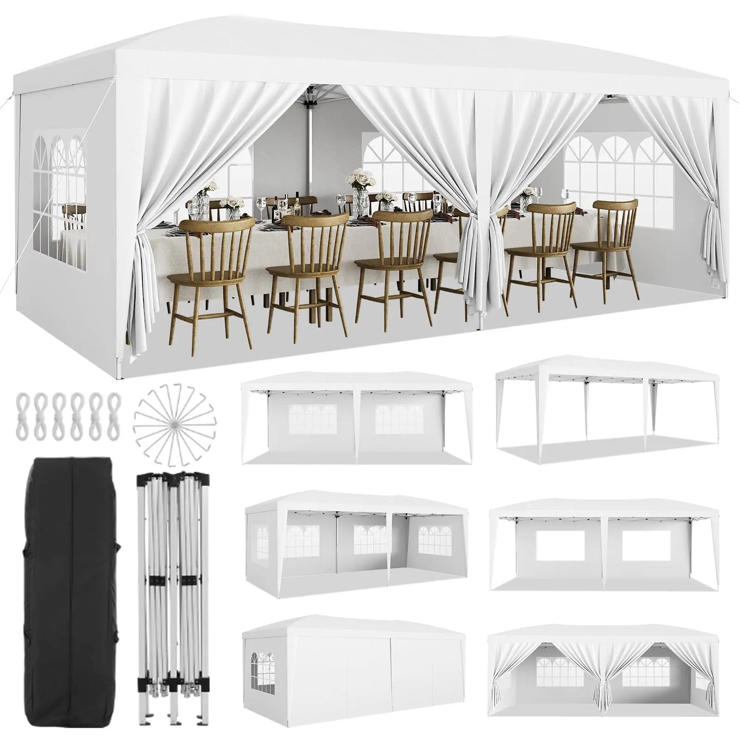 Heavy Duty Pop Up Canopy Tent With Six Removable Sidewalls