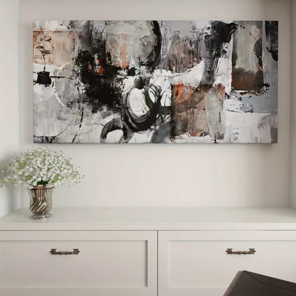 Wood Frame Black And White Canvas Wall Art Print Monochrome
