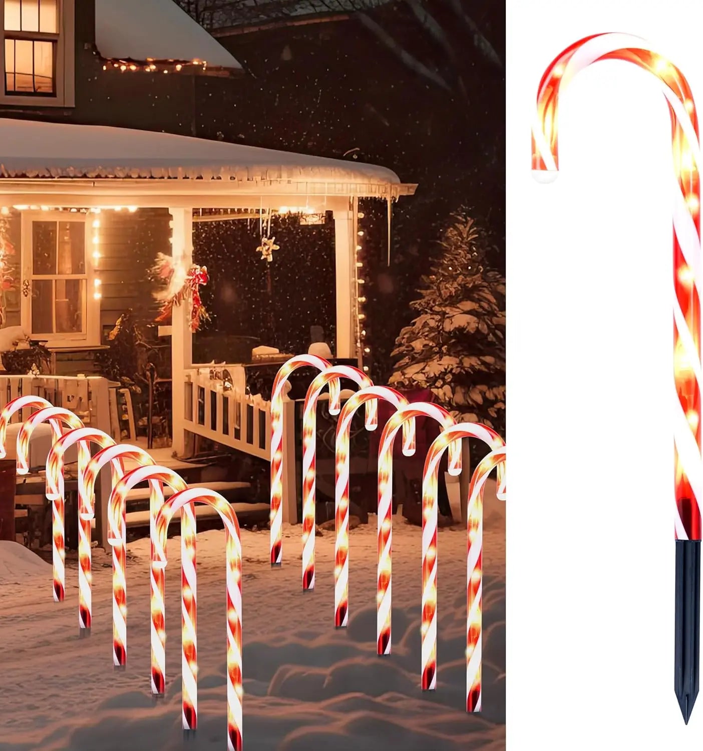 Joyfy Candy Cane Pathway Lights Set of 12 Outdoor Decor
