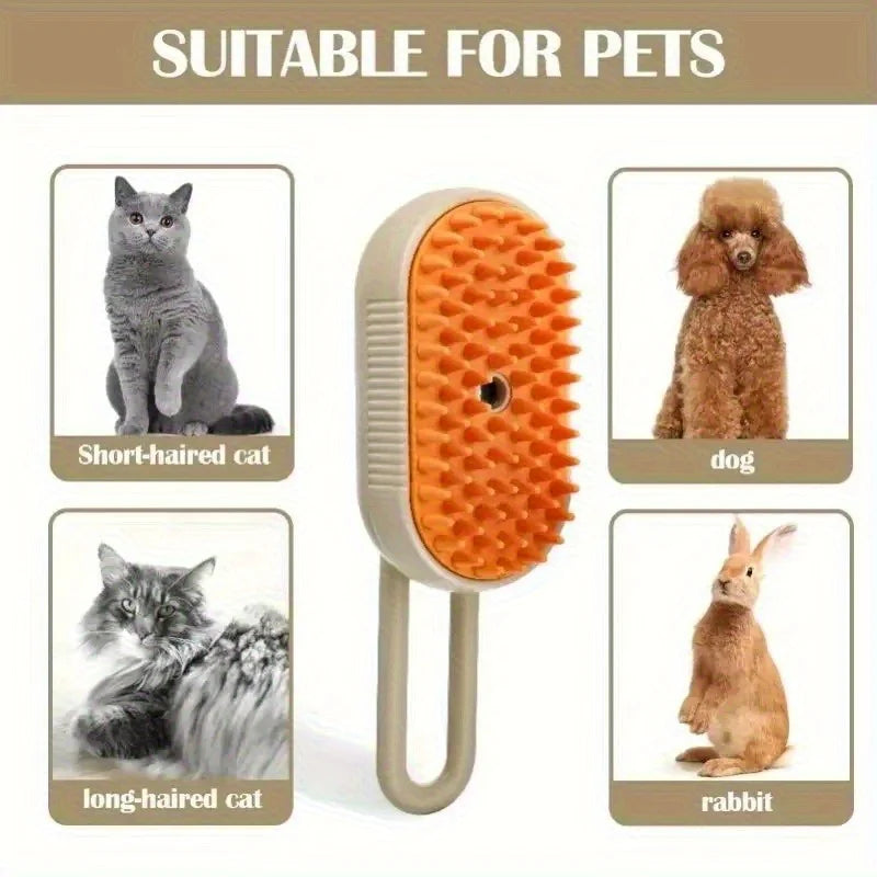 Pet Steam Grooming Brush With Massage Spray For Pets