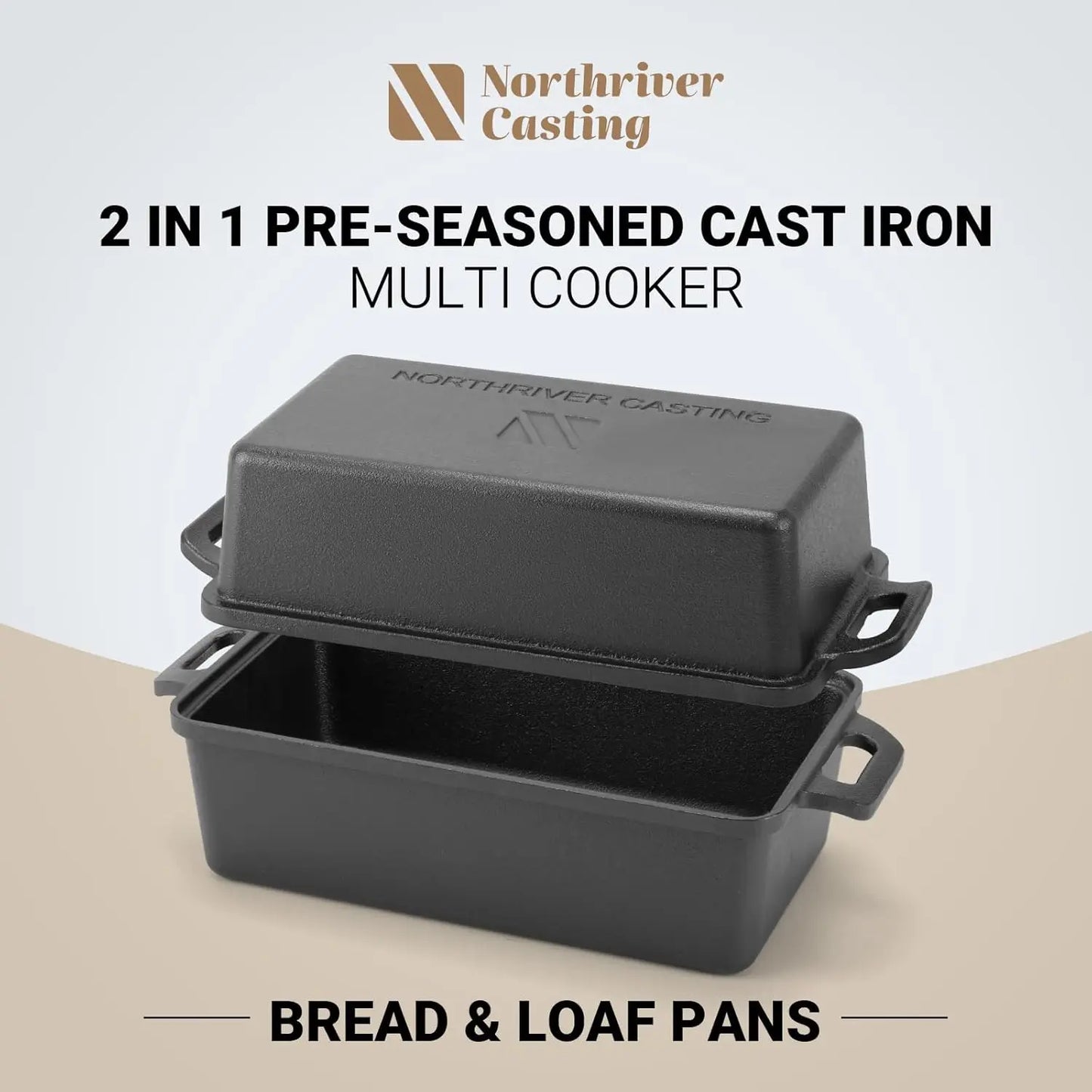 Cast Iron Loaf Pan With Lid For Even Baking