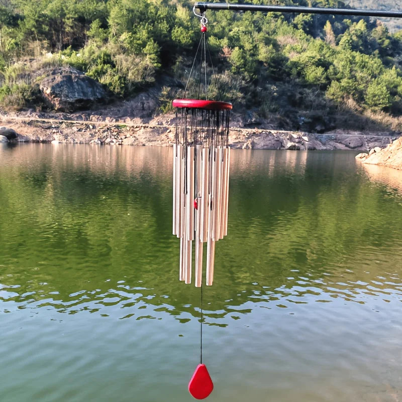 Metal Wind Chime With Wooden Top And Chapel Bells Design