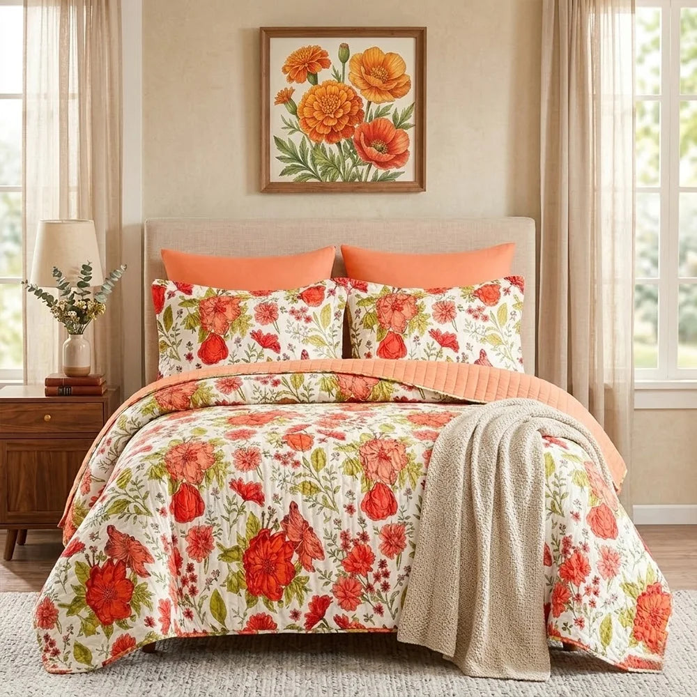 Premium Printed Polyester Bedspread Quilt Set For All Seasons