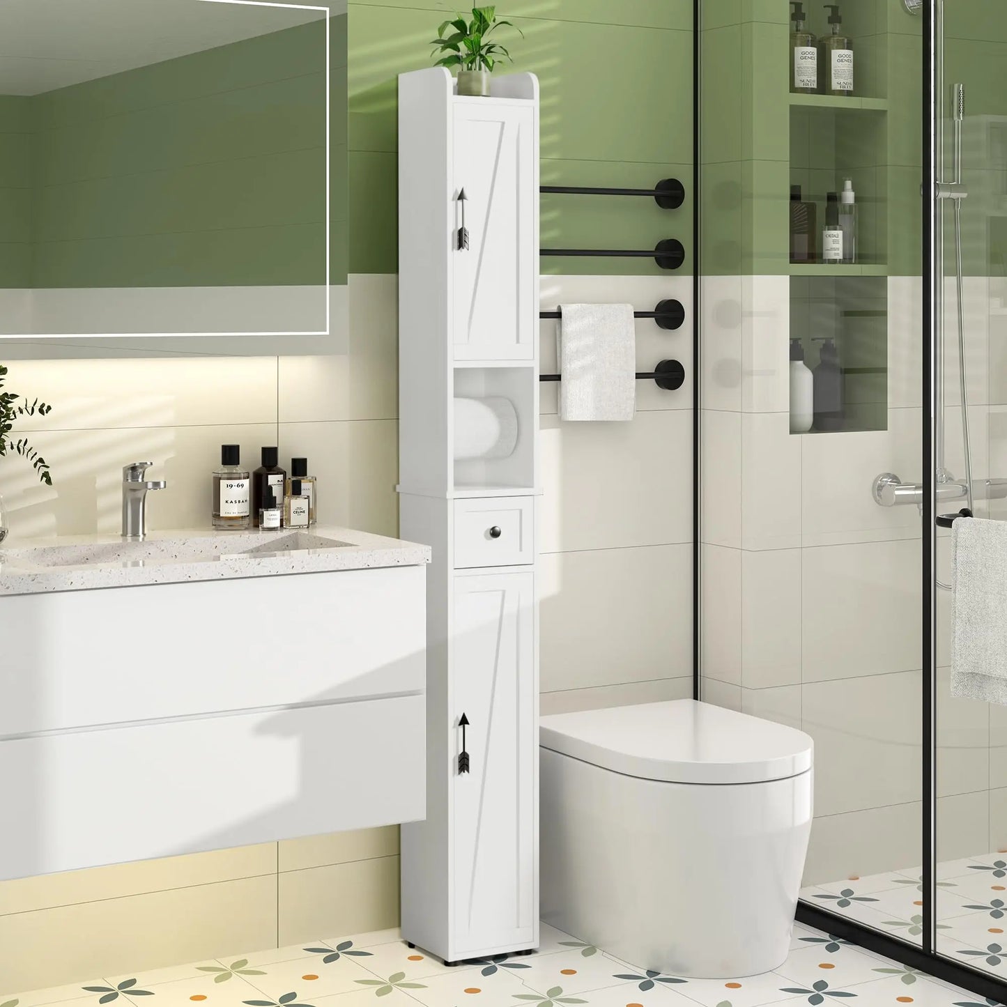 XIUWO Bathroom Storage Cabinet With Adjustable Shelves