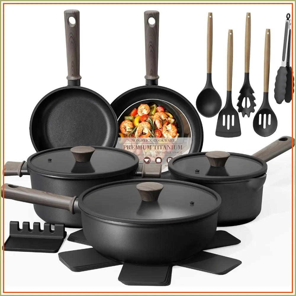 Nonstick Pots And Pans Set Titanium Induction Cookware PFOS Free