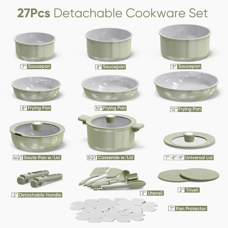 Ceramic Cookware Set 27pcs Nonstick Pots And Pans