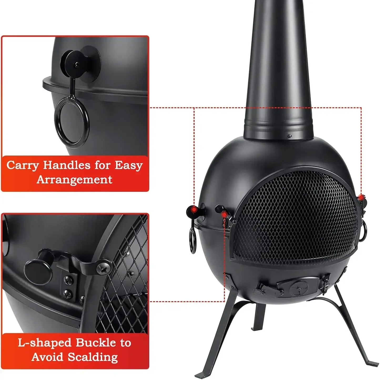 Prairie Fire Chiminea Fire Pit With Rust Free Iron Cover
