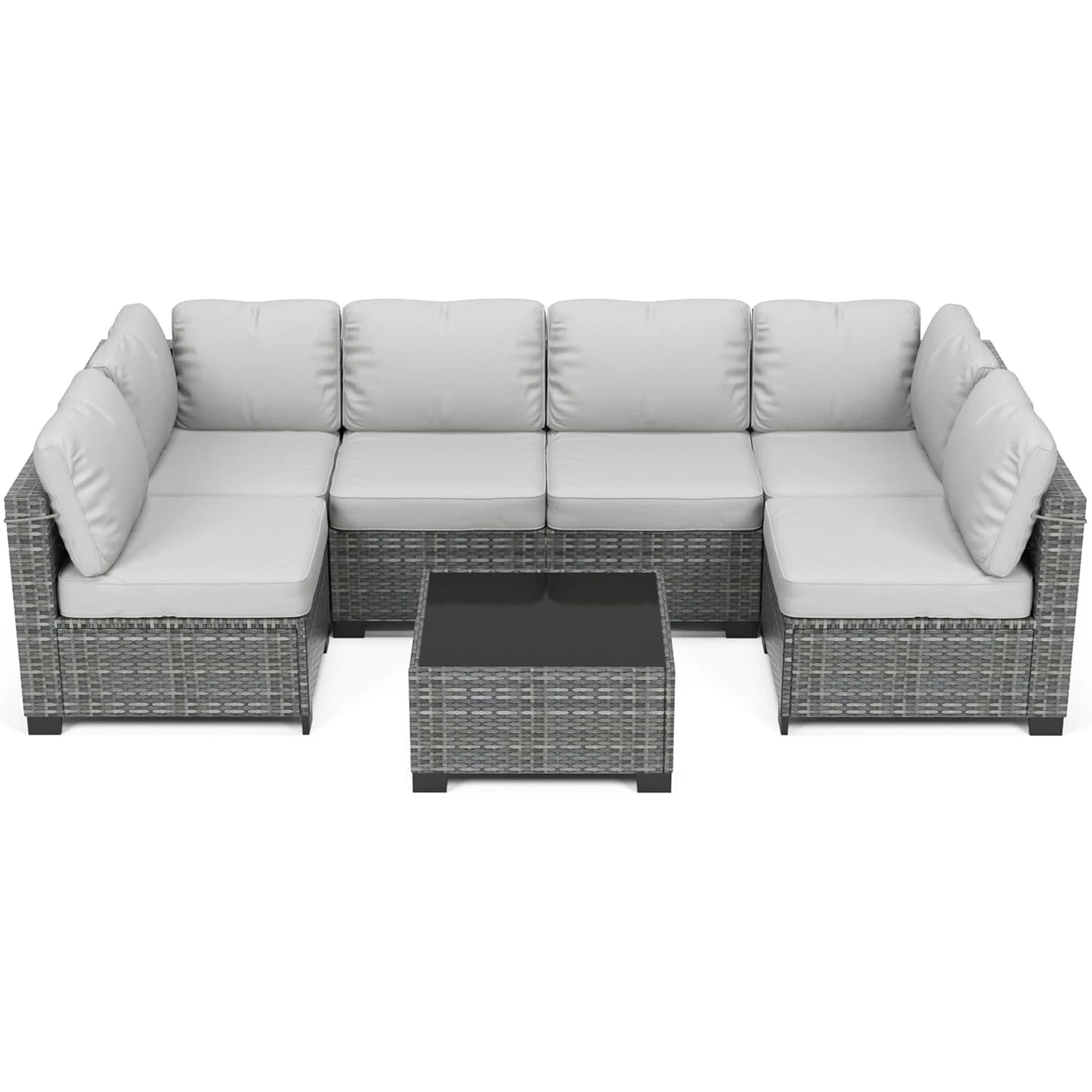 HobbyLane 7-Piece Modular Outdoor Furniture Set PE Rattan