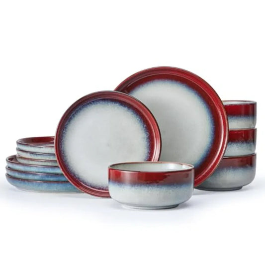 YAO HUI HUANG Stoneware Dinnerware Set Scratch-Resistant Reactive Glaze