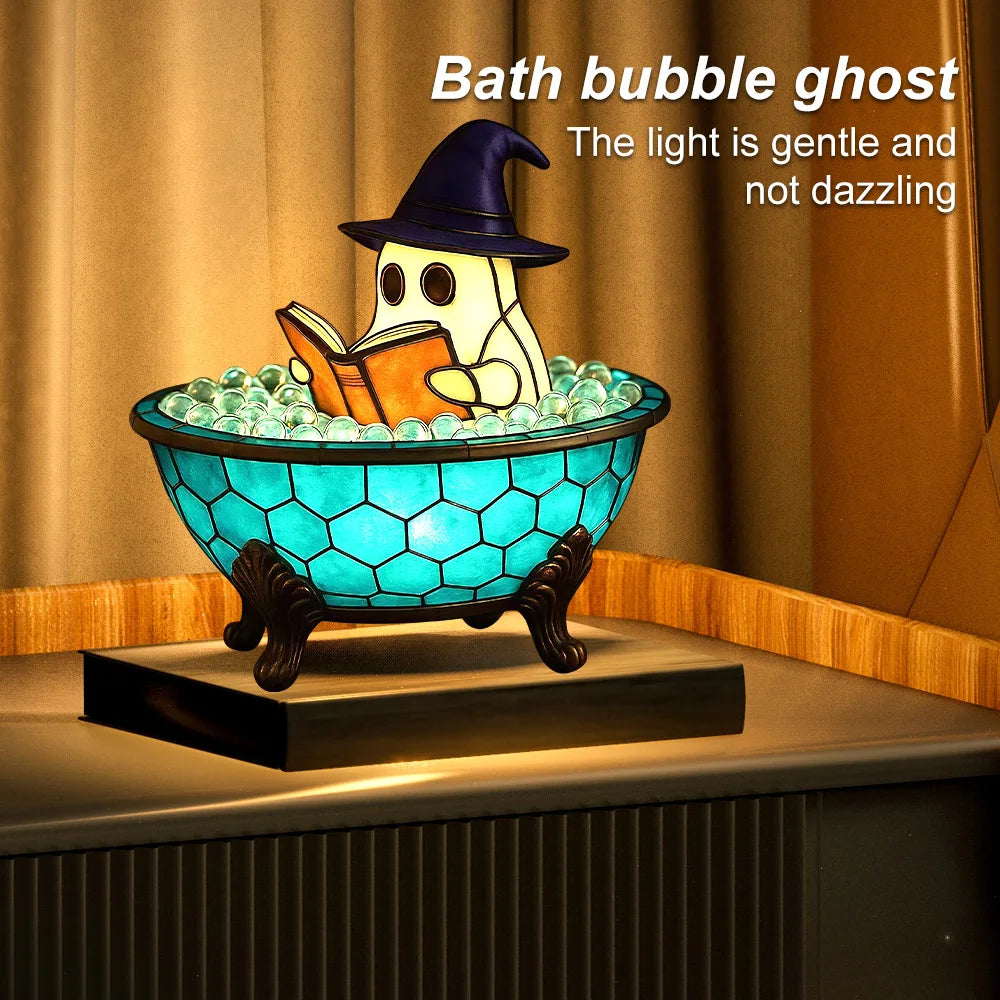 Halloween Ghost Table Lamp Tiffany Stained Glass Night Light Decor