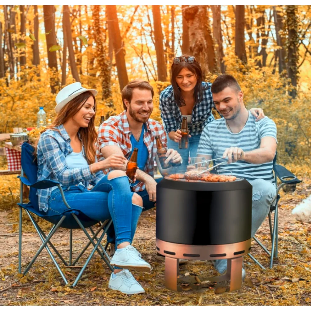 Smokeless Outdoor Fire Pit With Stand For Patio And Backyard