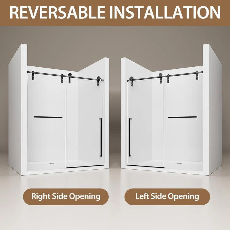 Frameless Sliding Shower Door With 8mm Clear Tempered Glass
