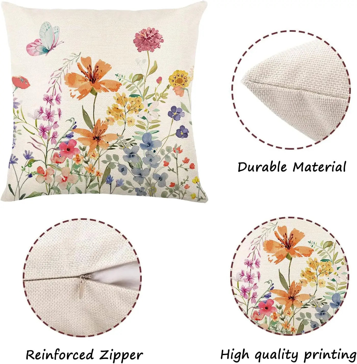 Spring Farmhouse Pillow Covers for Home Decor and Outdoor Use
