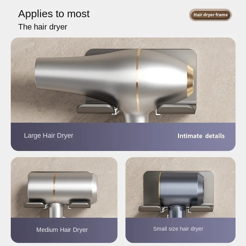 Hair Dryer Holder Wall Mount Aluminum Bathroom Shelf
