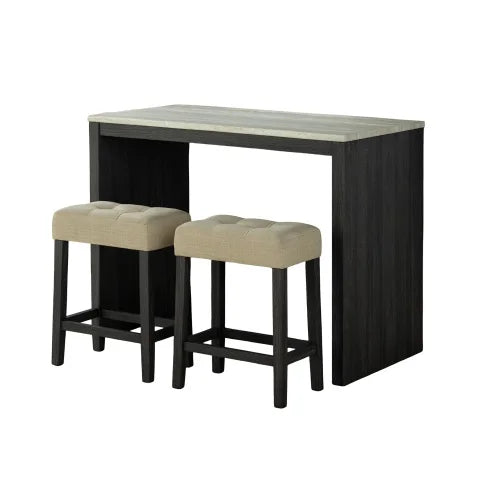 Transitional Dining Table Set with Two Tufted Chairs