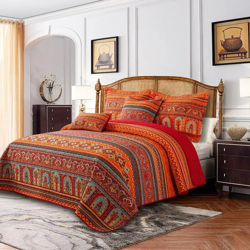 Soft Cotton Quilted Bedspread With Lightweight Knit Coverlet